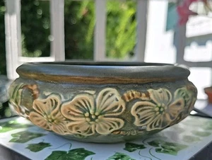 Antike Roseville Keramik Hartriegel strukturierte Blumenschale, #300 Rv 6,5" 1920er - Bild 1 von 9