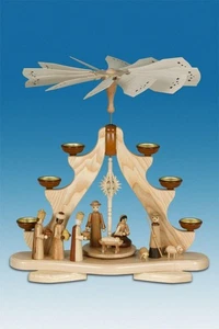 Pyramide Christi Geburt natur Höhe 46cm NEU Tischpyramide Weihnachtspyramide - Foto 1 di 1