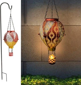 Hot Air Balloon Hanging Solar Lantern Lights with Shepherd Hook,Outdoor Waterpro - Picture 1 of 7