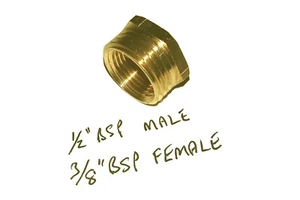 1/2 INCH BSP Male to 3/8 INCH BSP Female Adapter Hex Bushing Water Air Fuel Gas - Picture 1 of 2