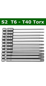 11Pc Long Reach Torx Star Hex Security Bit Set Tamper Proof Screwdriver Bit Hole - Picture 1 of 15