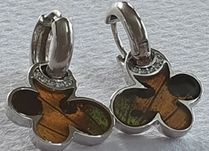 Sterling Silver Butterfly Hoop Drop Earrings 5.66g, 25x15mm, 10 Cubic Zirconia - Picture 1 of 6