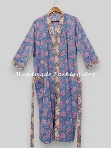 Bloque a mano Mujeres Algodón Kimono Bata Camisón Ropa de dormir Albornoz EE. UU. San Valentín - Imagen 1 de 7