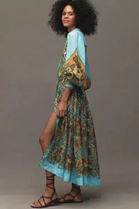 Vestido camisero ALEMAIS Sofie Anthropologie manga globo tropical talla 8 EE. UU./AU 12 NUEVO - Imagen 1 de 6