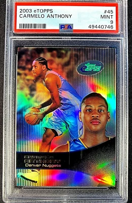 CARMELO ANTHONY PSA 9 MINT 2003-04 ETOPPS ROOKIE #45 RC E-TOPPS G1002 - Image 1 of 2
