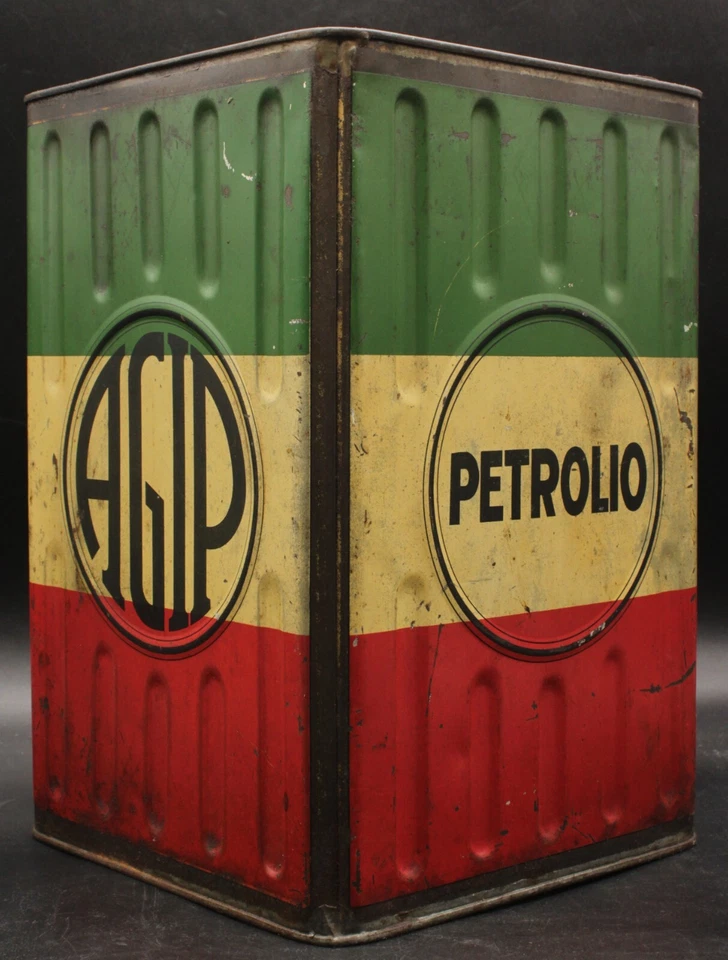 Ancien Bidon Italien Boite Huile Gaz Benzina AGIP Auto Motor Oil Tin No Shell - Photo 1/4