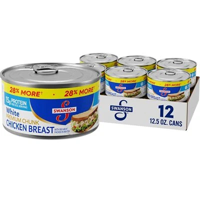 12 Cans 12.5 Oz Swanson White Premium Chunk Canned Chicken Breast in Water - Image 1 of 4