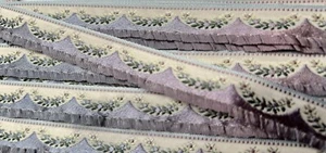 vintage embroidered jacquard ruffle rayon silk  5/8" trim 1yd made in France - Picture 1 of 3