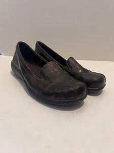 CLARKS Women’s Size 6 Shoes Flats Round Toe Contour Cushion Leather Tortishell - Picture 1 of 8