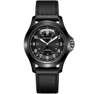 Nuevo Hamilton Khaki Field King Auto Black Dial Leather Band Reloj para hombre H64465733 - Imagen 1 de 3