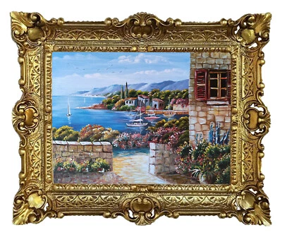 Beautiful Painting 56x46cm By. Rajco - Floral Splendor At Sea Antique Repro Look - Image 1 of 3