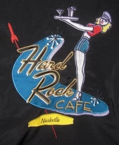 Hard Rock Cafe NASHVILLE Shirt Unisex L Black Pin-Up Girl Waitress Logo Vtg 90s - Picture 1 of 11