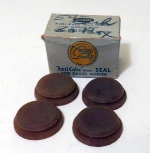 VINTAGE DAVOL ANTI-COLIC BRAND #158 4 SEALS IN BOX - Picture 1 of 4