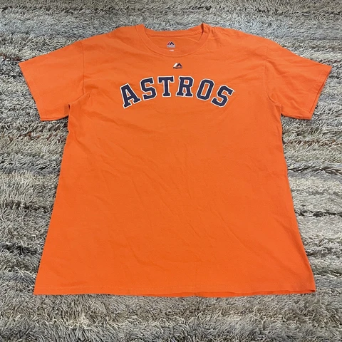 MLB Houston Astros Verlander Orange T-Shirt Mens Large Majestic Short Sleeve Cover