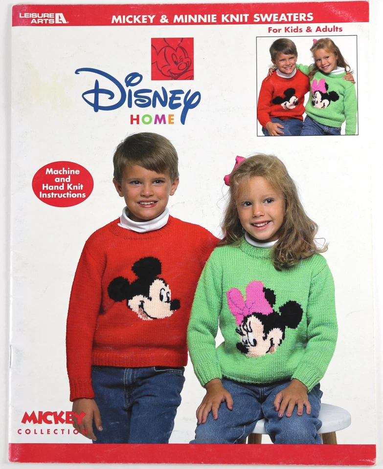 Disney Mickey Minnie Suéteres Tejidos Patrones Niños Adultos Mano y Máquina Instruir Foto 1 de 4