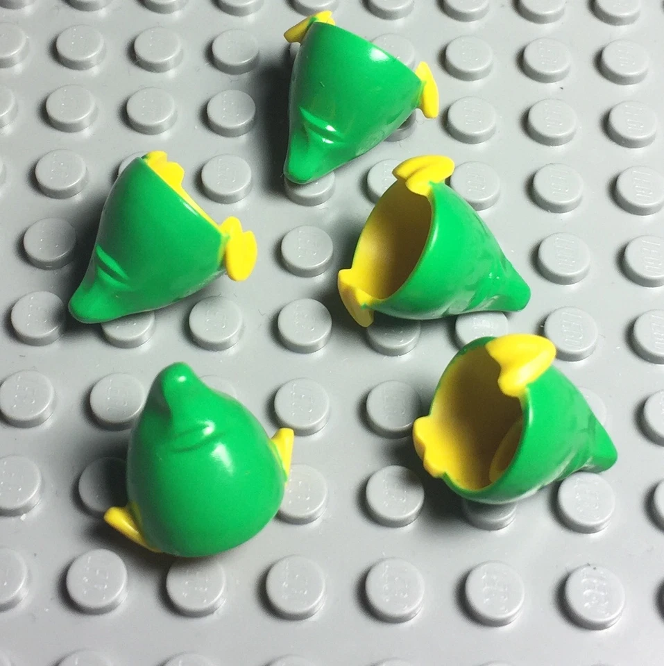Lego 5 Pieces Elf Mini Figures Hat / Headgear With Pointy Ears,Bright Green Top - Image 1 of 1