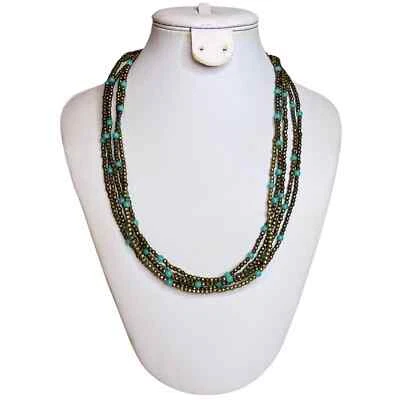 Collar antiguo de 5 hebras de bronce y turquesa redondo Premier Design Foto 1 de 4