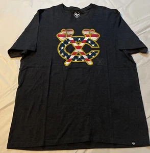 ‘47 Chicago Blackhawks Grey Tshirt XL Logo W/ Star And Stripes July 4th - Picture 1 of 4