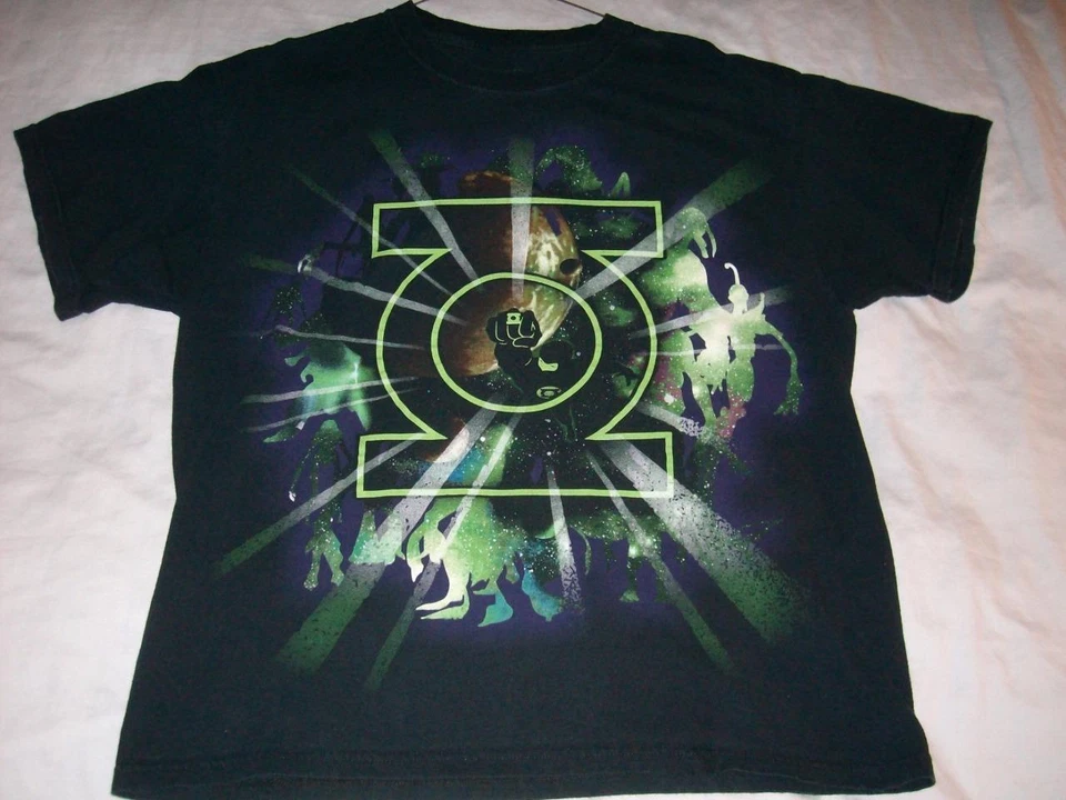 Green Lantern Ring Liga de la Justicia DC Comics Camiseta Negra Niños Grande Usada Foto 1 de 1