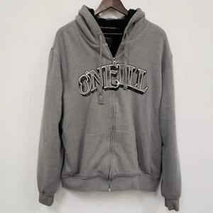 O'neill Mens Sherpa Lined Full Zip Hoodie Size XL Gray Skater Surf Beach Y2K - Picture 1 of 15