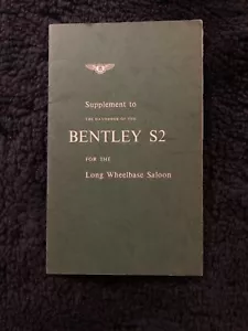 Rolls-Royce SC II Bentley S2 Owners Manual Handbook Supplement LWB TSD738 OEM - Picture 1 of 8