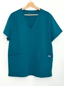 FIGS Casma Three Pocket Scrub Top Womens XL Turquoise Short Sleeve Logo NWT - Picture 1 of 7