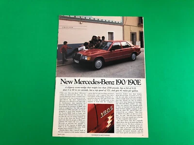 1983 MERCEDES BENZ 190E 190 E ORIGINAL PRINT AD 4 PAGE ROAD TEST PRINTED - Image 1 of 2
