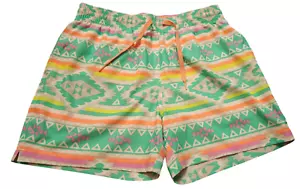 Chubbies Swim Shorts Mens Medium Green Orange Geometric Elastic Waist Beach Swim - Picture 1 of 6