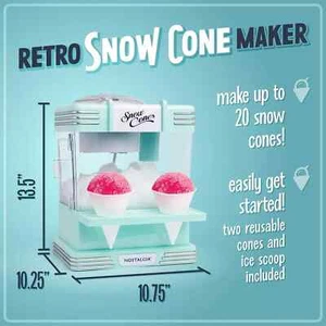 Snow Cone Shaved Ice Machine Retro Table-Top Slushie Machine Makes 20 Icy Treats - Picture 1 of 3