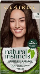 CLAIROL NATURAL INSTINCTS HAIR COLOR DYE NO AMMONIA 5 MEDIUM BROWN - Picture 1 of 3