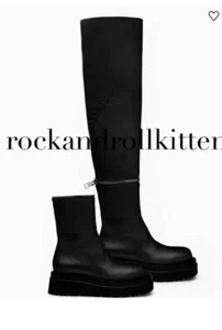 TAMARA MELLON IRINA SHAYK OVER KNEE MOTO BOOTS BLACK LEATHER 2 IN 1 NIB 38 $1595 - Picture 1 of 12