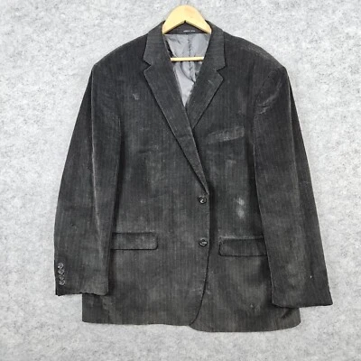 Chaps Men's Dark Gray Corduroy Blazer Size 46R 100% Cotton SPOTS & LINING DAMAGE - Image 1 of 4