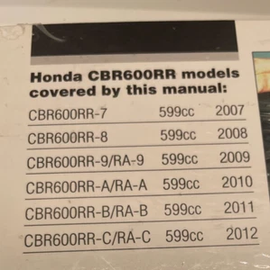 NEW haynes 4795 s&r motorcycle manual honda cbr 600 rr 2007-2012 ra 7 8 9 a b &c - Picture 1 of 2