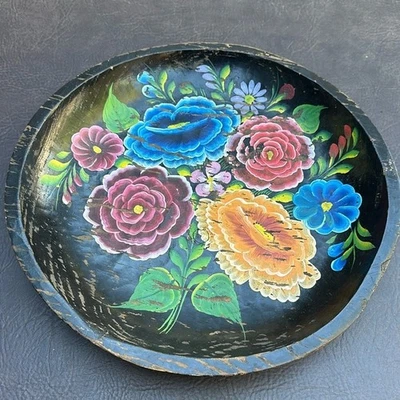 Hermoso cuenco de madera mexicano pintado a mano pieza de decoración Foto 1 de 3