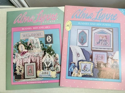 Set of 2 VTG Alma Lynne Designs Counted Cross Stitch Bunnies Bees ABCs - Image 1 of 2