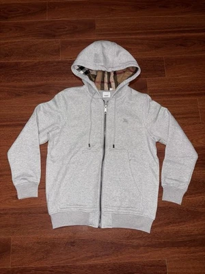 Burberry London Grey Zip Up Hoodie Checkered Size Medium Mens - Image 1 of 4