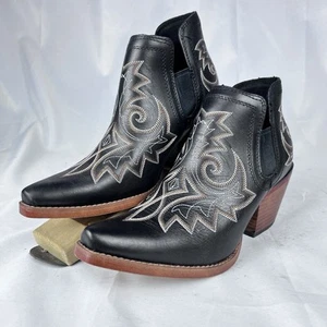 Botas Durango para mujer 7M negras punta corta botín al tobillo occidental bordado aplastar - Imagen 1 de 10