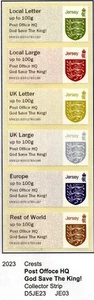 JERSEY MNH 2023 Post and Go, God Save the King P.O. Tira de coleccionista de sobreimpresión HQ - Imagen 1 de 2