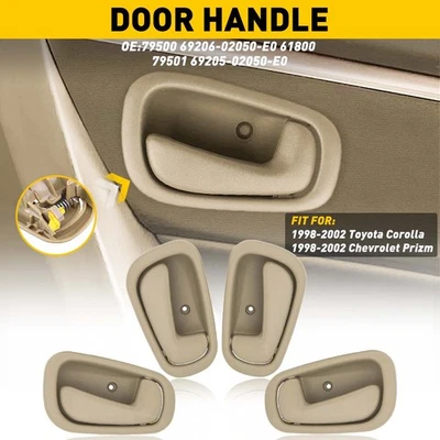 4x Maçaneta de Puxador Interior Interno Frontal Traseira Para 1998-2002 Chevrolet Prizm - Imagem 1 de 4