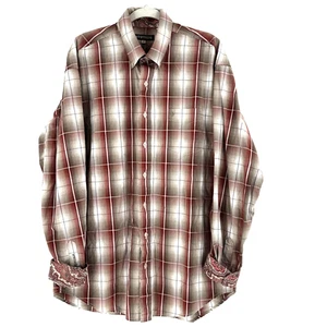 Stetson Western Paisley Flip Cuff Shirt Men's XL Brown Plaid Cowboy Yellowstone - Picture 1 of 9