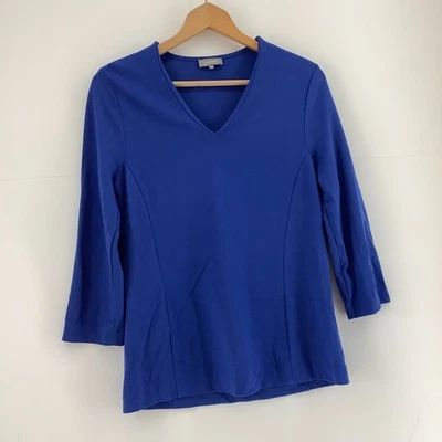 Blusa túnica Jaeger azul cuello en V manga 3/4 talla M Foto 1 de 4