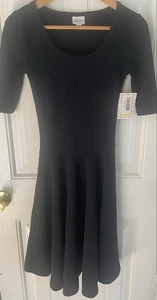 LuLaRoe Nicole Solid Black Short Sleeve Knee Length Dress XXS Stretchy - Picture 1 of 6