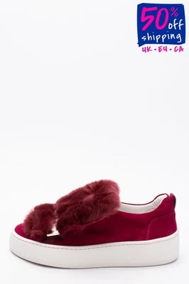 RRP€630 SERGIO ROSSI Suede Leather & Rabbit Fur Sneakers US6 EU36 UK3 Logo - Image 1 of 4