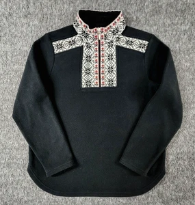 L.L.Bean Fleecepullover Pullover Damen Small schwarz Nordic Fair Isle Quarter Zip - Bild 1 von 15