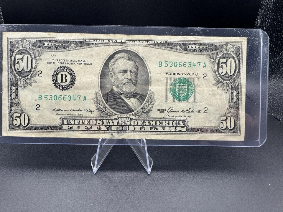💵 1985 $50 Ulysses Grant • Old Style Federal Reserve 💚 Vintage Classic - Image 1 of 2