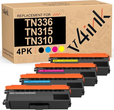 4PK Compatible With Brother TN336 TN315 TN310 TN331 Black Cyan Magenta Yellow - Image 1 of 4