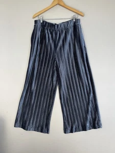 Next Samt grau weites Bein Hose Pull On Größe 16r Taschen Party Stretch - Bild 1 von 11