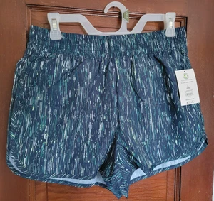 NWT Athletic Women's S 4-6 Dark Blue Print DriWorks Core Running Lined Shorts - Picture 1 of 3