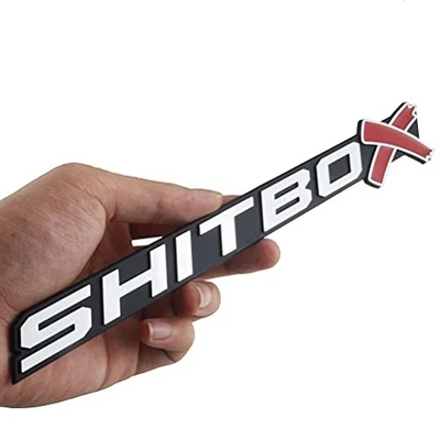 1Pcs SHITBOX Truck Exterior Emblems 3D Badge Sticker Decal Chrome Red - Image 1 of 4