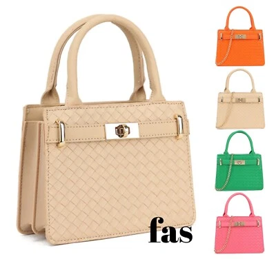 FASHIONATORS Damen Satin Clutch Tasche Top Griff Kette Abend Party Abschlussball Box Hochzeit Handtasche